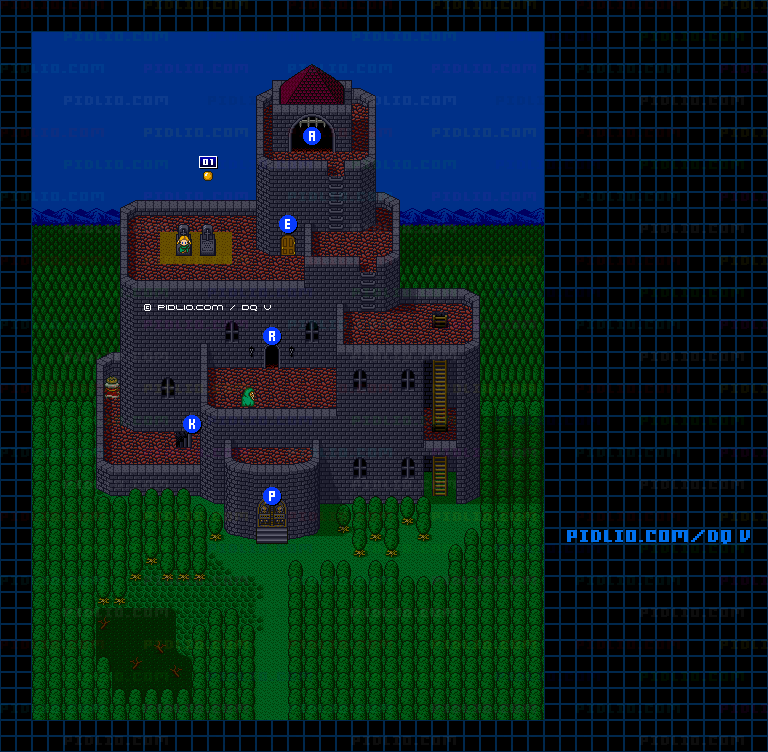 レヌール城・外観のマップ画像 ／ SFC版ドラゴンクエストV攻略 ─ pidlio.com