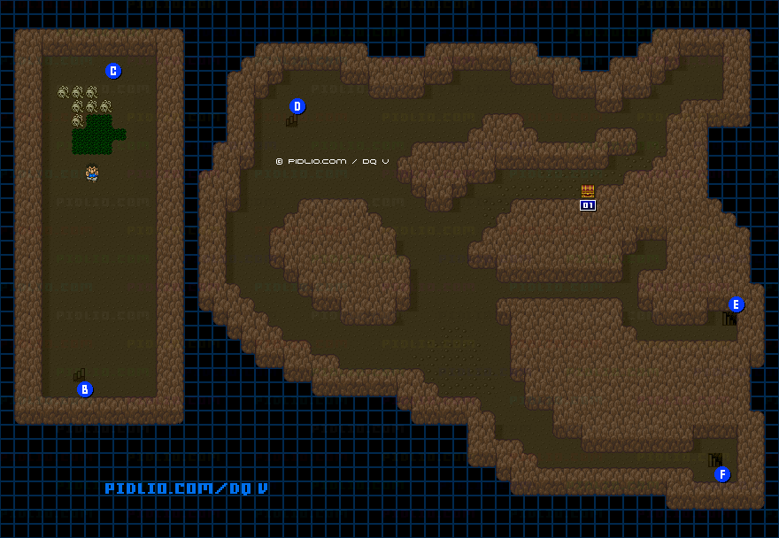 ドワーフの洞窟B3のマップ画像 ／ SFC版ドラゴンクエストV攻略 ─ pidlio.com