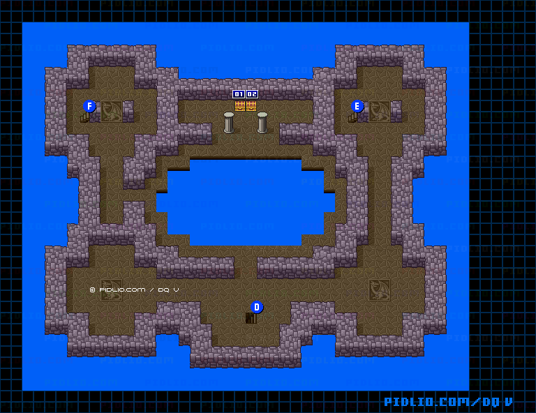 神の塔3Fのマップ画像 ／ SFC版ドラゴンクエストV攻略 ─ pidlio.com