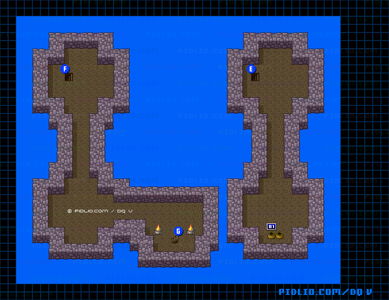 神の塔4Fのマップ画像 ／ SFC版ドラゴンクエストV攻略 ─ pidlio.com