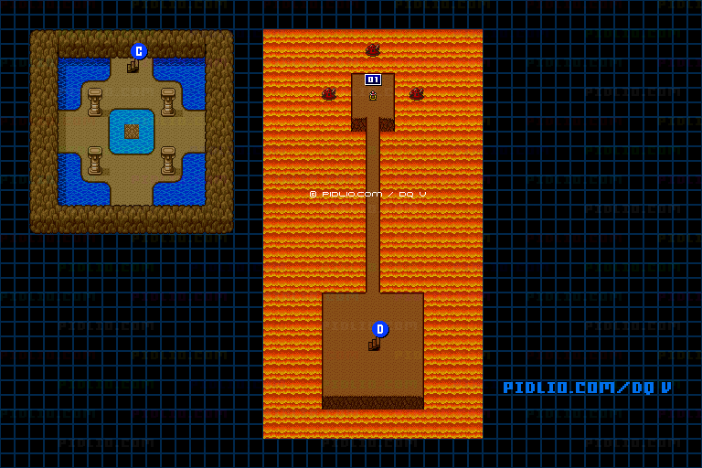 死の火山B4のマップ画像 ／ SFC版ドラゴンクエストV攻略 ─ pidlio.com