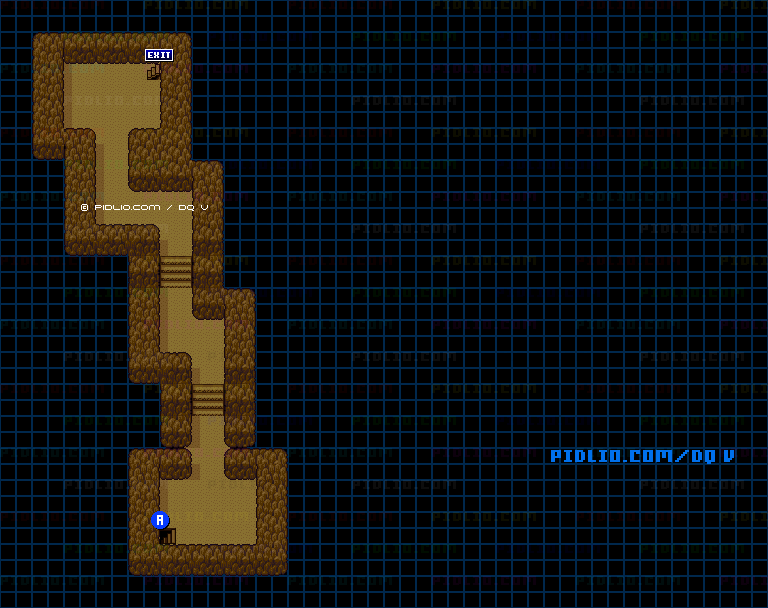 滝の洞窟B1のマップ画像 ／ SFC版ドラゴンクエストV攻略 ─ pidlio.com