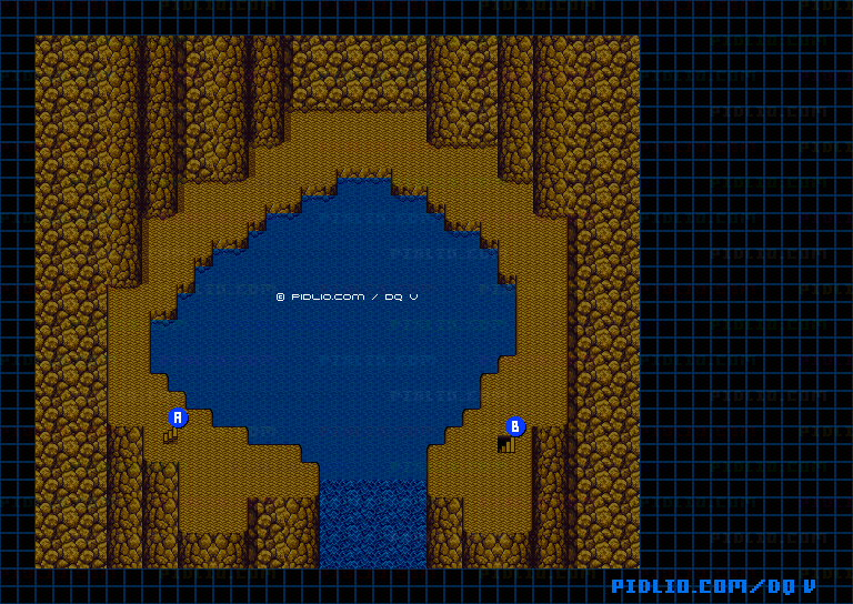 滝の洞窟B2のマップ画像 ／ SFC版ドラゴンクエストV攻略 ─ pidlio.com