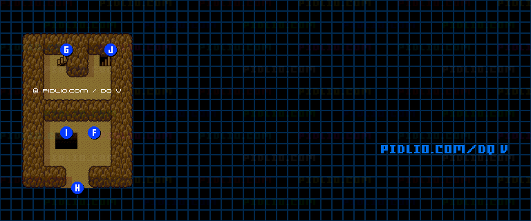 滝の洞窟B5のマップ画像 ／ SFC版ドラゴンクエストV攻略 ─ pidlio.com