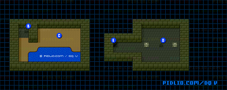 試練の洞窟B2のマップ画像 ／ SFC版ドラゴンクエストV攻略 ─ pidlio.com