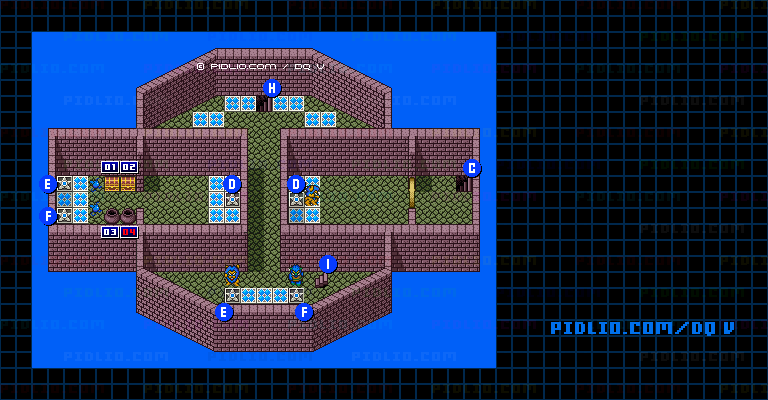 デモンズタワー2Fのマップ画像 ／ SFC版ドラゴンクエストV攻略 ─ pidlio.com
