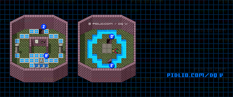 デモンズタワー10F東西のマップ画像 ／ SFC版ドラゴンクエストV攻略 ─ pidlio.com