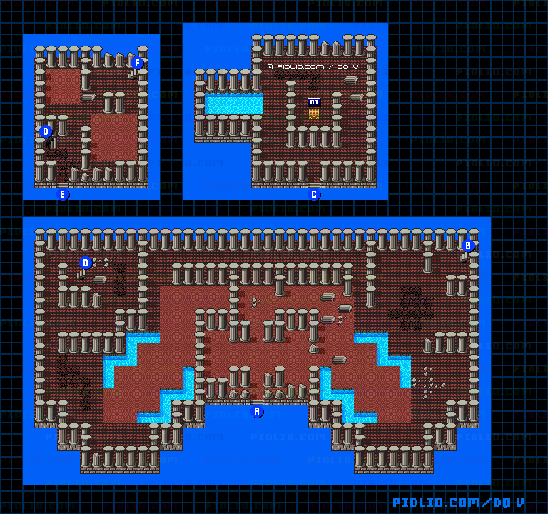 天空への塔・塔内下層のマップ画像 ／ SFC版ドラゴンクエストV攻略 ─ pidlio.com