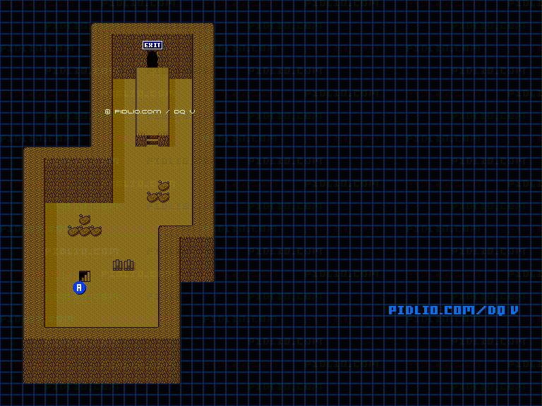 トロッコ洞窟（地下遺跡の洞窟）1Fのマップ画像 ／ SFC版ドラゴンクエストV攻略 ─ pidlio.com