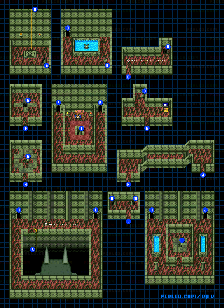 ボブルの塔・上層部のマップ画像 ／ SFC版ドラゴンクエストV攻略 ─ pidlio.com