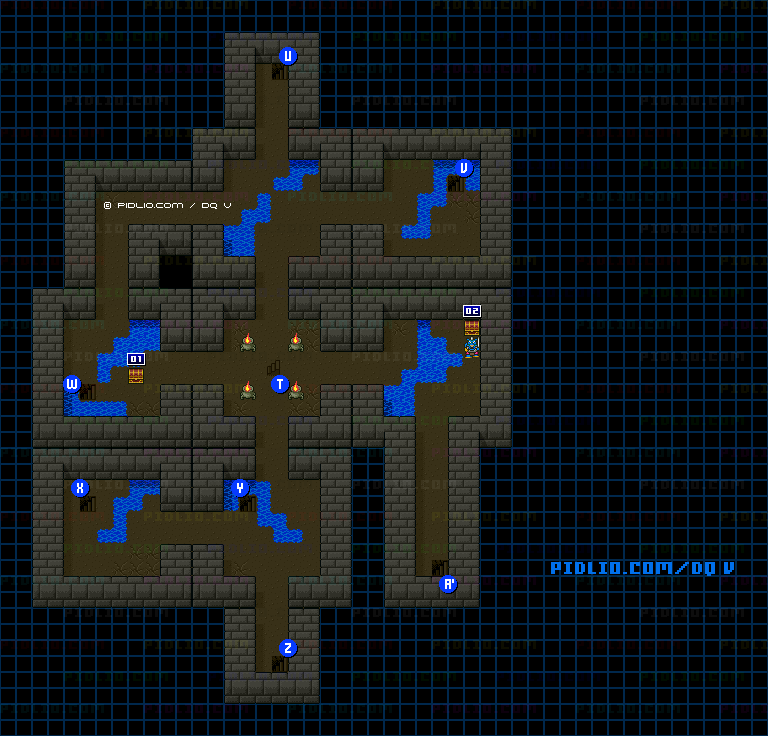 ボブルの塔B2のマップ画像 ／ SFC版ドラゴンクエストV攻略 ─ pidlio.com