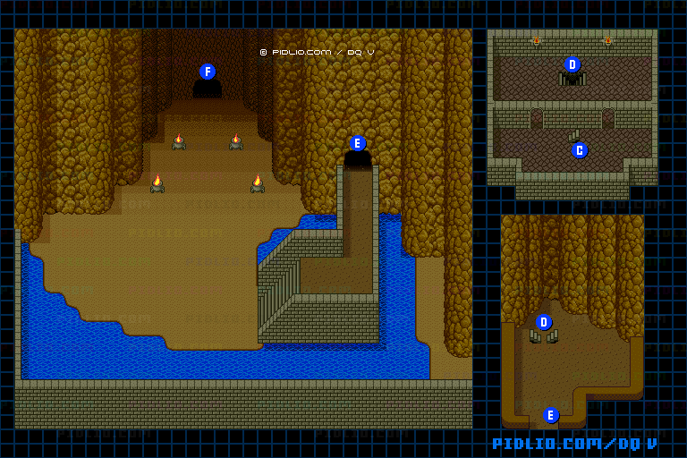 大神殿・地下洞窟のマップ画像 ／ SFC版ドラゴンクエストV攻略 ─ pidlio.com