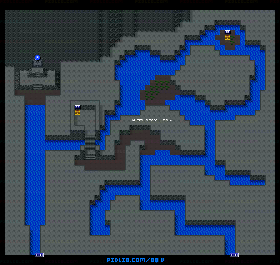 海の神殿1Fのマップ画像 ／ SFC版ドラゴンクエストV攻略 ─ pidlio.com