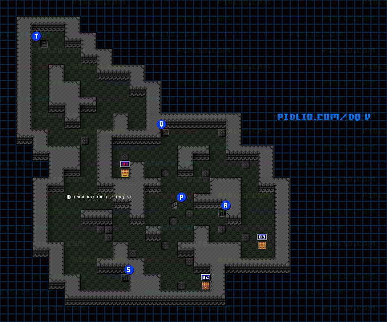 エビルマウンテン4F南側のマップ画像 ／ SFC版ドラゴンクエストV攻略 ─ pidlio.com