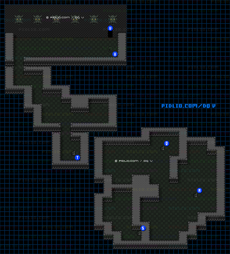 エビルマウンテン3F南側のマップ画像 ／ SFC版ドラゴンクエストV攻略 ─ pidlio.com