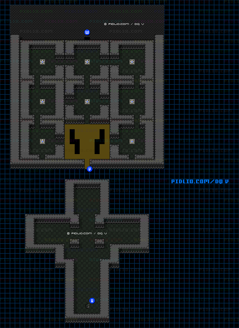 エビルマウンテン2F・3F北側のマップ画像 ／ SFC版ドラゴンクエストV攻略 ─ pidlio.com