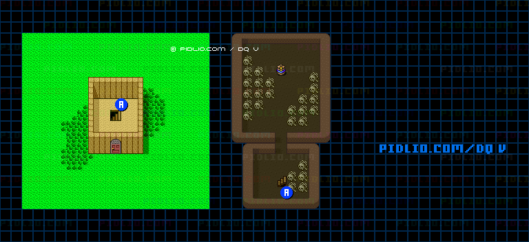 封印のほこら（青年時代前半）のマップ画像 ／ SFC版ドラゴンクエストV攻略 ─ pidlio.com