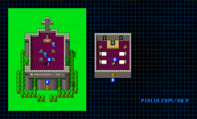 北の教会のマップ画像 ／ SFC版ドラゴンクエストV攻略 ─ pidlio.com