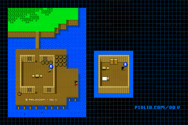 ビスタの港（青年時代後半）のマップ画像 ／ SFC版ドラゴンクエストV攻略 ─ pidlio.com