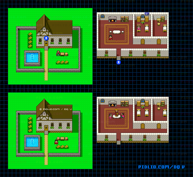 ジージョの家（青年時代後半）のマップ画像 ／ SFC版ドラゴンクエストV攻略 ─ pidlio.com