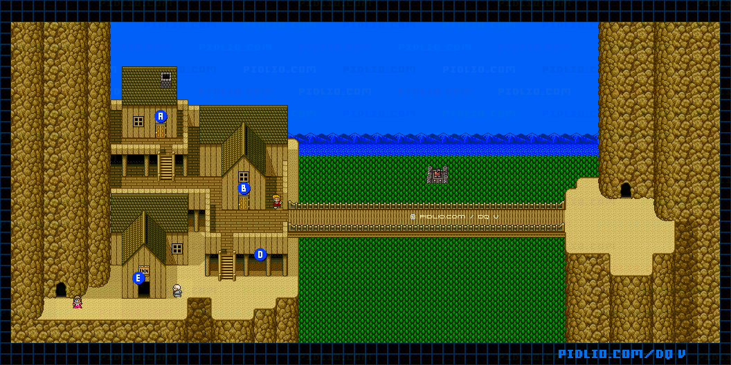 チゾットの村・屋外のマップ画像 ／ SFC版ドラゴンクエストV攻略 ─ pidlio.com