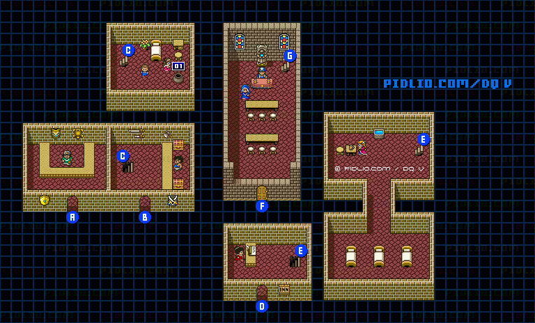テルパドールの城（青年時代後半）のマップ画像 ／ SFC版ドラゴンクエストV攻略 ─ pidlio.com