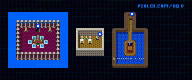 エルヘブンの町・屋内のマップ画像 ／ SFC版ドラゴンクエストV攻略 ─ pidlio.com