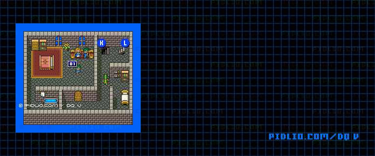 ラインハット城（青年時代後半）城内4Fのマップ画像 ／ SFC版ドラゴンクエストV攻略 ─ pidlio.com