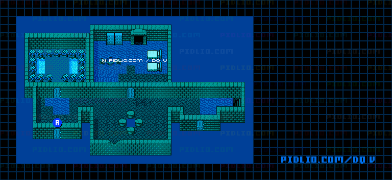 湖底の天空城・城内1Fのマップ画像 ／ SFC版ドラゴンクエストV攻略 ─ pidlio.com