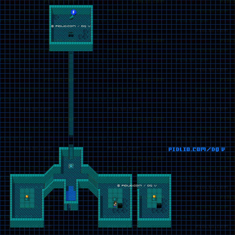湖底の天空城・動力室のマップ画像 ／ SFC版ドラゴンクエストV攻略 ─ pidlio.com